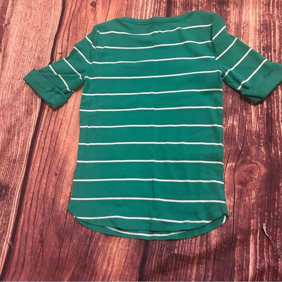 Women’s Talbots Medium Petite Green Strip Boatneck shirt - Picture 6 of 6